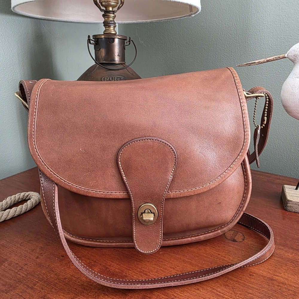 Coach 9535 Saddlery Bag Crossbody British Tan Leather Shoulder Bag Vintage